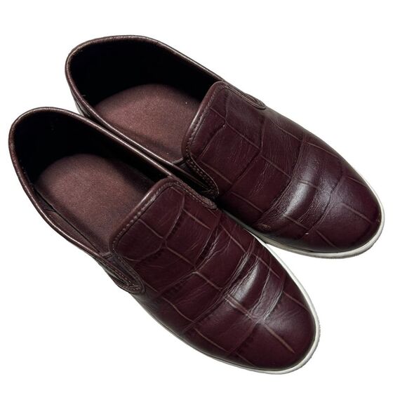 Coach Parkside Slip On Women's Cordovan Burgundy Sneakers Reptile Size 7 - Picture 1 of 7